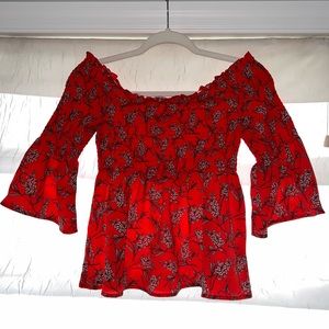 Lily white red blouse